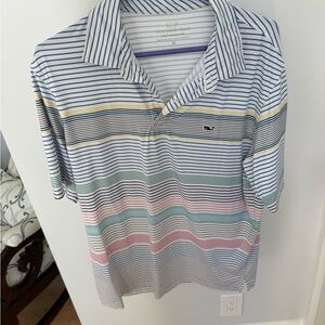 Vineyard Vines Men's Polo Shirt - Blue, Pink, Yellow Stripes